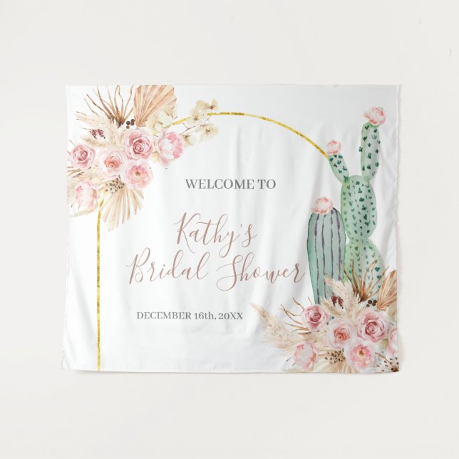 Tapisserie de signe de douche de mariée florale de (Devant (Horizontal))