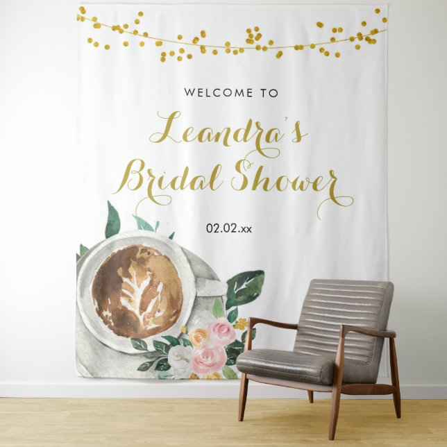 Tapisserie de signe de fête prénuptiale Café Amour (En situation)