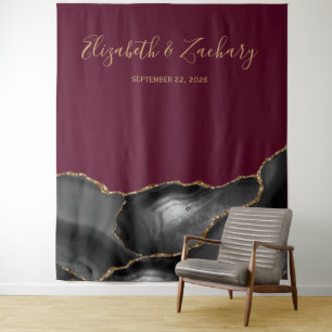 Tapisserie de stand photo de mariage en agate noir