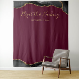 Tapisserie de stand photo de mariage en agate noir