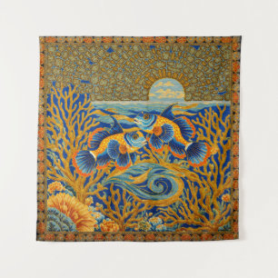 Tapisserie de style rétro Poisson Mandarin orange