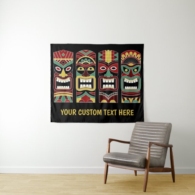 Tapisserie de texte personnalisée Tiki Totems (En situation (horizontale))