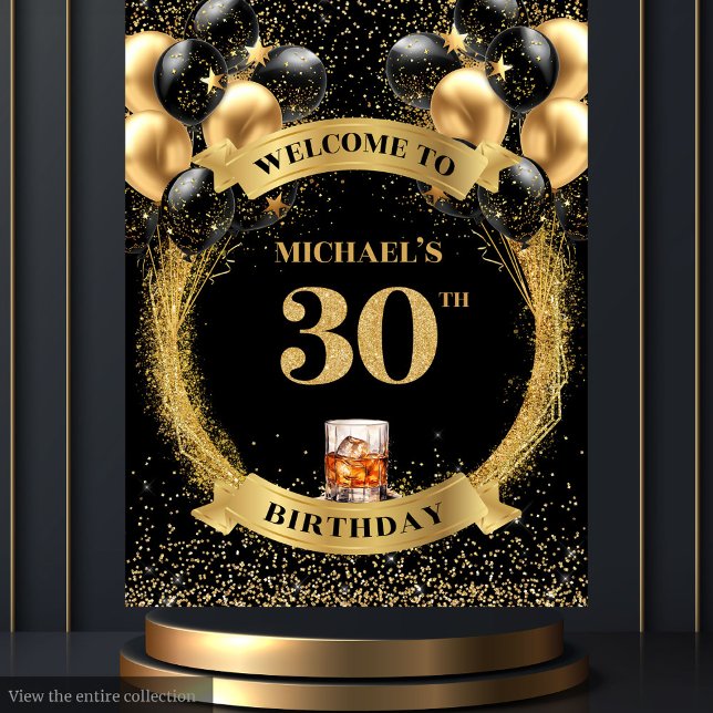 Tapisserie de whisky pour les 30 ans d'un homme co (Bold 30th Man's Birthday Whiskey Tapestry)