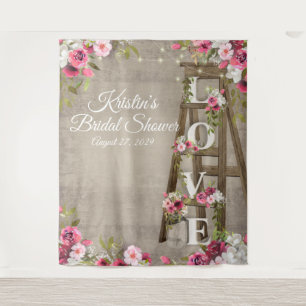 Tapisserie d'escalier floral rose pour douche de m
