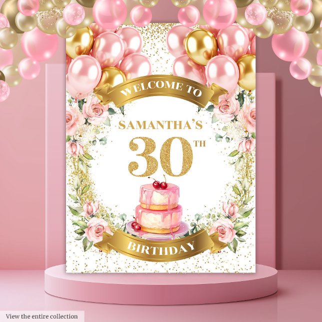 Tapisserie dorée rose pour une fête d'anniversaire (Fancy 30th Birthday Blush Gold Tapestry Party)