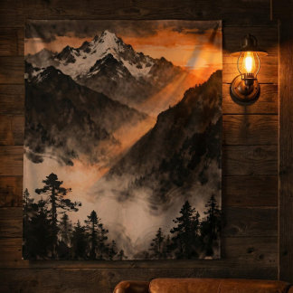 Tapisserie du coucher de soleil en montagne | Art