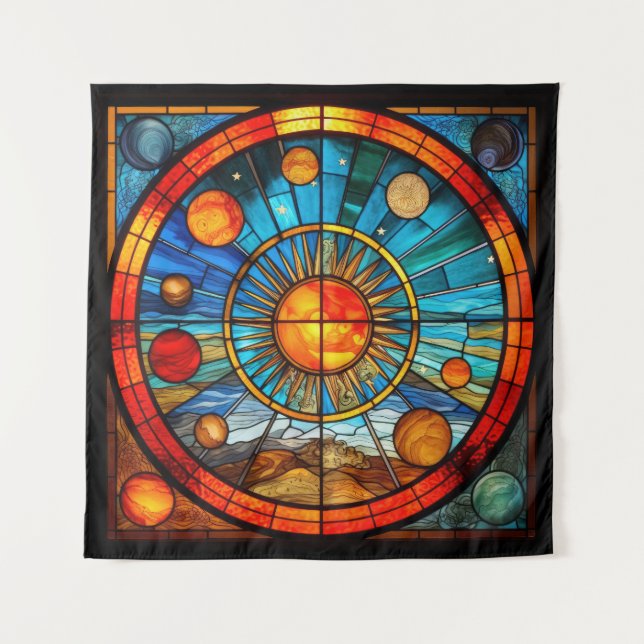 Tapisserie du système solaire en verre tendu (Devant)