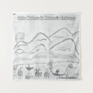 Tapisserie 'Eaux Calmes dans l'Étreinte de la Natu
