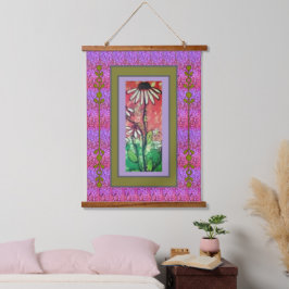 Tapisserie - Einfache Kegelblume  Wandteppich Mit Holzrahmen