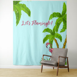 Tapisserie Flamant Tropical et Fleurs