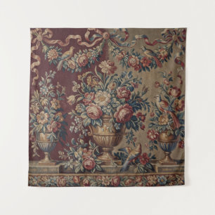 Tapisserie Florale Française Antique de Style Loui