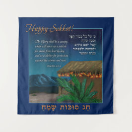 Tapisserie Happy Sukkot Hébreu Anglais Bible Verse