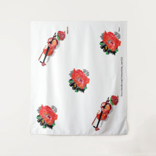 Tapisserie : HIBISCUS ROUGE HAÏIEN AVEC VIOLIN