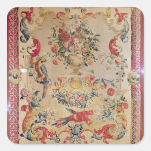 Tapisserie in der frühen Rokokoart mit strapwork Quadratischer Aufkleber
