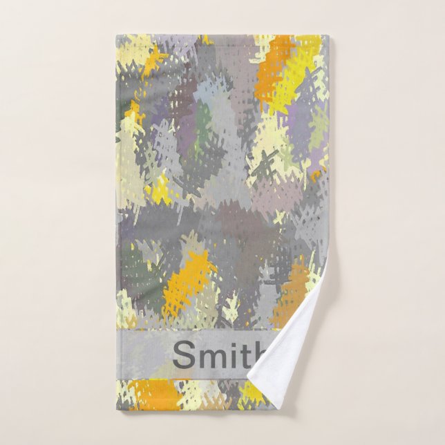 Tapisserie jaune et gris (Serviette à main)