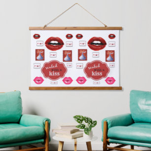 Tapisserie Lipstick-Makeup Wandteppich Mit Holzrahmen