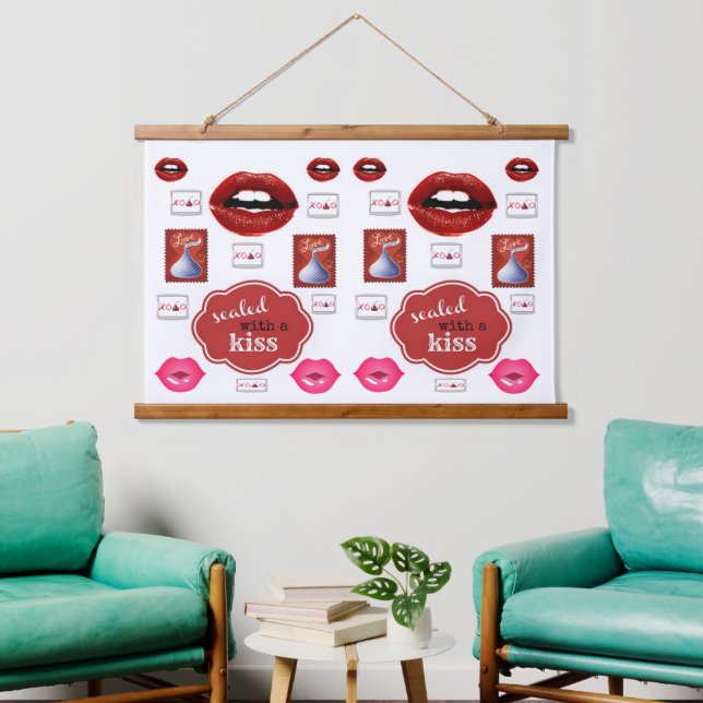 Tapisserie Lipstick-Makeup Wandteppich Mit Holzrahmen (Wohnzimmer)