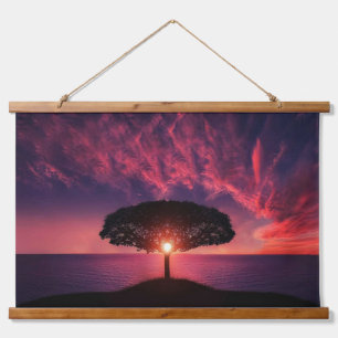 Tapisserie murale à sommet en bois, silhouette d'a