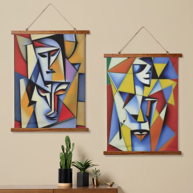 Tapisserie murale Abstraite Zen Cubiste (Asymétrique)