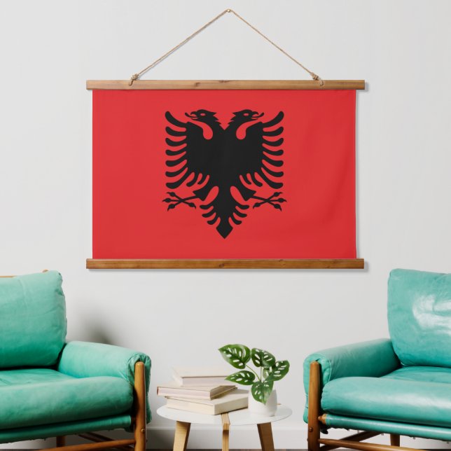 Tapisserie murale avec drapeau d'Albanie (Salon)