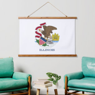 Tapisserie murale avec drapeau de l'Illinois, U.S.