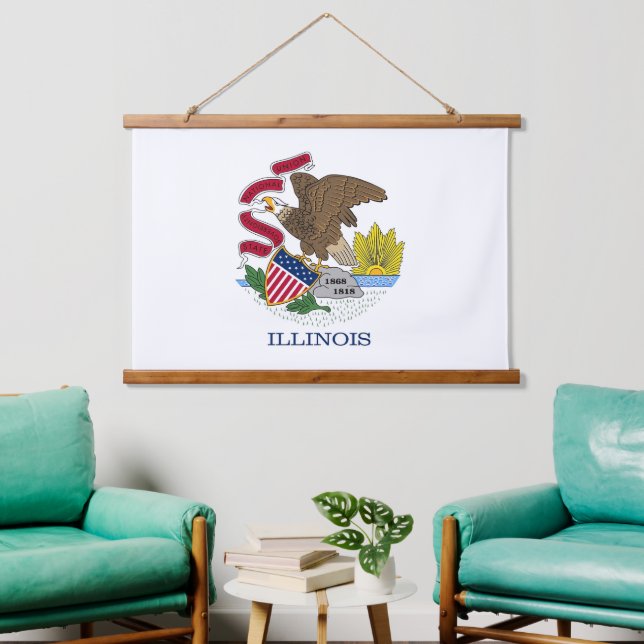Tapisserie murale avec drapeau de l'Illinois, U.S. (Salon)