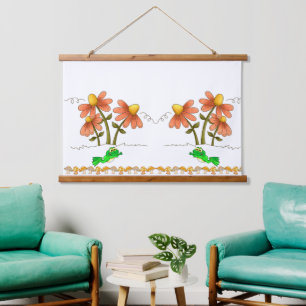 Tapisserie murale coupée en bois Fleurs de champig