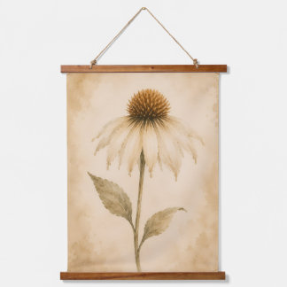 Tapisserie murale de coneflower aquarelle vintage