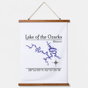 Tapisserie murale de la carte du lac des Ozarks Mi