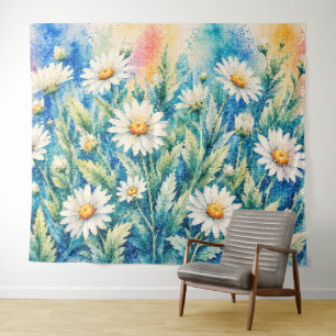 Tapisserie murale de marguerite blanche inspirée d