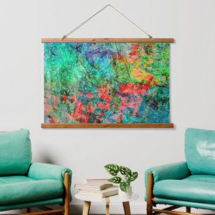 Tapisserie murale en bois abstrait rouge foncé, bl