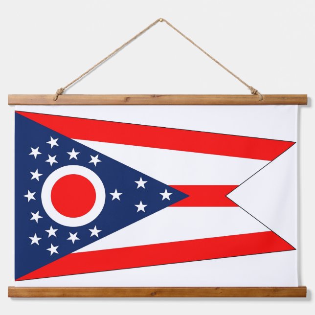 Tapisserie murale en bois avec drapeau de l'Ohio,  (Devant)