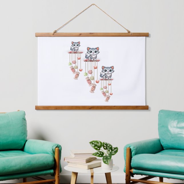 Tapisserie murale en bois Chat Kitten (Salon)