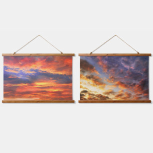 Tapisserie murale en bois couché au coucher du sol