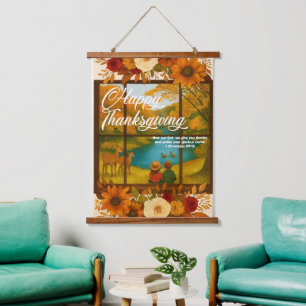 Tapisserie murale en bois de Thanksgiving