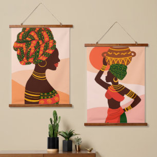 Tapisserie murale en bois des femmes africaines