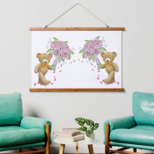 Tapisserie murale en bois Fleurs d'ours florales