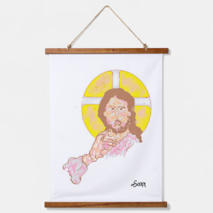 Tapisserie murale en bois : Jésus Christ