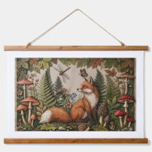 Tapisserie murale en bois renard de la forêt encha