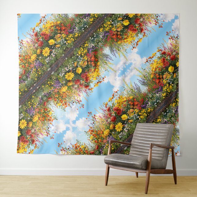 Tapisserie murale fleur sauvage en fleurs (En situation (horizontale))