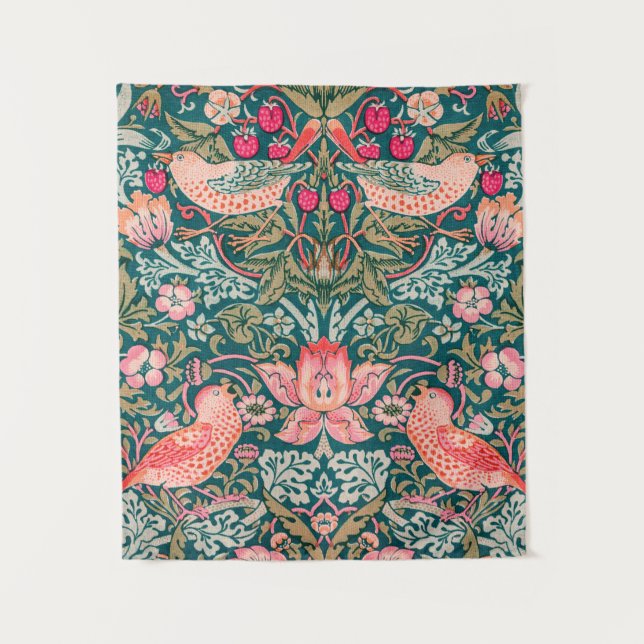 Tapisserie murale rose W. Morris Strawberry Thief (Devant)