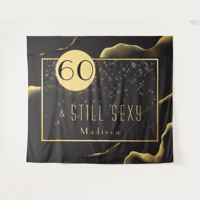 Tapisserie noire cool pour 60e anniversaire fabule (Devant (Horizontal))