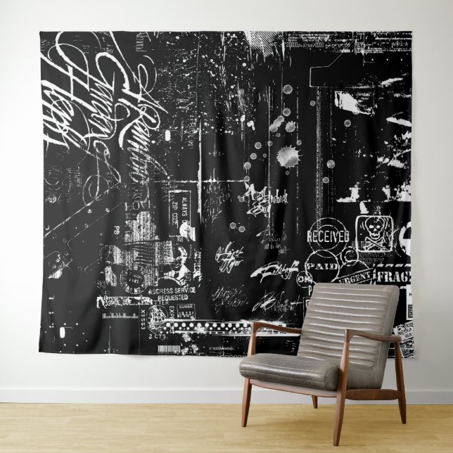 Tapisserie noire et blanche (En situation (horizontale))