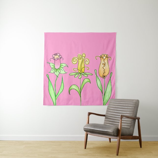 Tapisserie Pastel Fleurs de Printemps (En situation)