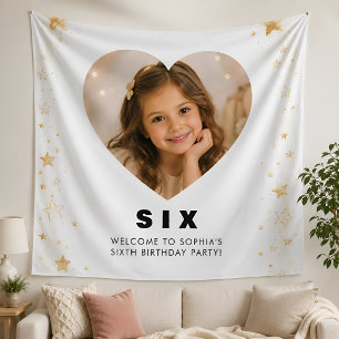 Tapisserie personnalisée d'anniversaire fille 6 an