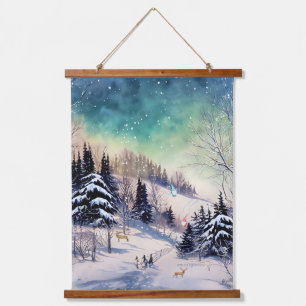 Tapisserie Pittoresque murale hiver Gnomes Skieurs