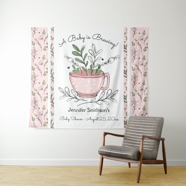 Tapisserie pour Baby Shower sur le thème de la Fêt (En situation (horizontale))