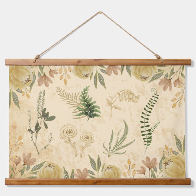 Tapisserie recouverte de bois ancien et de fleurs (Devant)