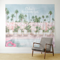 Tapisserie rose et blanc pour soirée piscine d'été