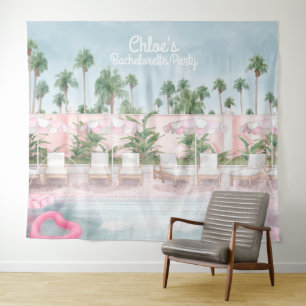 Tapisserie rose et blanc pour soirée piscine d'été